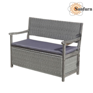 SUN171051433 - Rattan Storage Bench – Grey